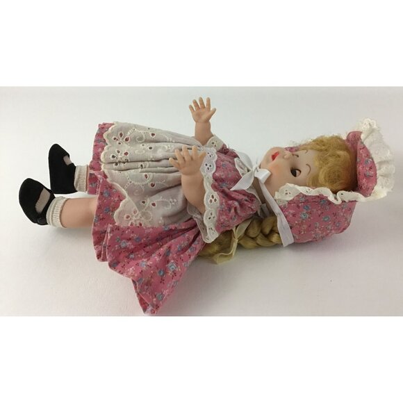 Rothschild Doll Co. Vinyl Jointed 1985 Blonde Braids Green Eyes 11” Floral Dress - Picture 11 of 16